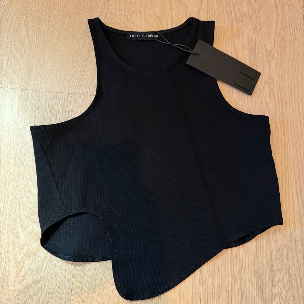 Local European Black Asymmetric Hem Tank